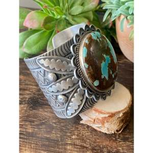 Alex Sanchez Natural #8 Turquoise & Sterling <b>Silver</b> Fashion <b>Cuff</b> <b>Bracelet</b> - Product Image 3