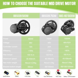<span class=keywords><strong>Kit</strong></span> de Motor Eléctrico Bafang BBS de Transmisión Media sin Escobillas 250W 350W <span class=keywords><strong>500W</strong></span> 750W 1000W <span class=keywords><strong>36V</strong></span> 48V para Conversión de Bicicletas con Opción de Batería - Product Image 3