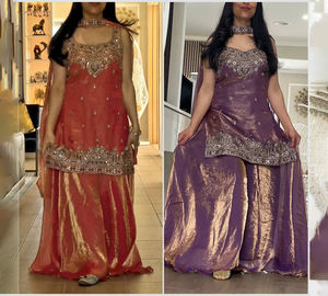 Neueste indische Stickerei Sharara Gharara Kurti Set, Georgette Stoff Wunderschöner pakistani scher Designer Anpassen Ethnische Kleidung Großhandel - Product Image 1