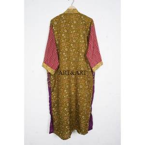 Robe Kimono Maxi de Luxe pour Femme en Soie Florale Japonaise, Style Sari, Patchwork, Douce et Respirante, pour la Vie Quotidienne, Automne-Été - Product Image 5