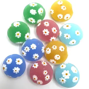 Vintage vénitien Millefiori Murano Pastel marguerite cristal & perles de verre au chalumeau 8mm plat grand & 4mm en vrac pour la fabrication de bijoux - Product Image 1