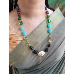 Collar de múltiples cuentas bohemio chapado en oro, cadenas de aleación de cuarzo a la moda para fiestas y regalos, bonita pulsera religiosa con cuentas - Product Image 3