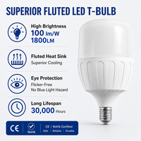 Ampoule LED T80 à nervures de refroidissement 20W, forme en T, E27 B22 AC85-265V, dissipateur thermique à convection d'air, ampoule LED en T pour serre, hangar, atelier