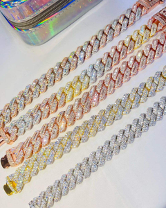 Chaîne cubaine Miami en or rose avec diamants Moissanite, 18 mm de large, quatre rangs, style Hip Hop, pour hommes, idéale pour les cadeaux - Product Image 3