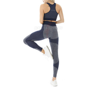 Conjunto de ropa de gimnasio transpirable de cintura alta para mujer, sujetador y mallas sin costuras con patrón sólido, servicio OEM para conjuntos de Yoga Fitness - Product Image 3