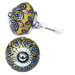 Boutons ronds en céramique à fleurs modernes pour armoire, tiroir, porte, commode, chambre à coucher, salle de bain, cuisine, salon - Product Image 2