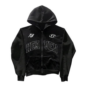OEM Men's Fashionable <b>Vintage</b> Streetwear <b>Zip</b> <b>up</b> <b>Hoodies</b> with Graphic Print <b>Vintage</b> Streetwear Fall Sweatshirts - Product Image 1