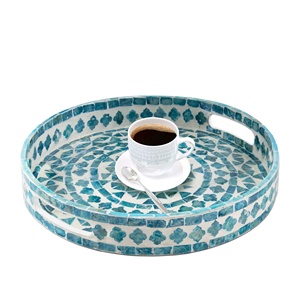 Plateau de service moderne haut de gamme en incrustation d'os pour dessus de table et espaces de vie Approvisionnement de l'exportateur indien Personnalisation disponible - Product Image 4