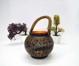 Premium Fancy Laser Design Vintage Metal Lantern with <b>Rope</b> Handle Home Decoration Handmade Candle Holder Christmas Home Lanterns - Product Image 3
