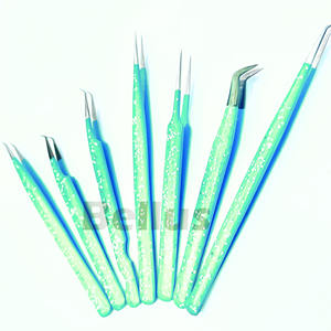 Ultra Control Sparkle Lash Tweezers Pro Volume Fiber Tip Tool con agarre firme All-Angle Acero inoxidable Etiqueta privada disponible - Product Image 4