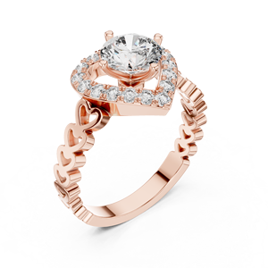 Bague de fiançailles de luxe pour femme en or rose 18 carats, plaqué rhodium, sertie d'un halo de diamants de laboratoire 1 carat, certifiée IGI, taille brillant, style vintage - Product Image 1
