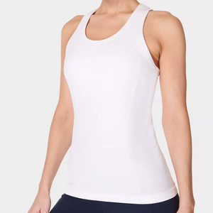 Chaleco de gimnasio para mujer con logotipo personalizado de alta calidad, tejido de punto transpirable, camisetas sin mangas de estilo informal - Product Image 2