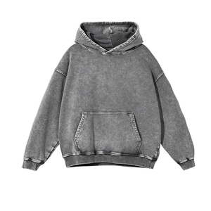 Sweat à capuche tricoté vintage personnalisé, délavé à l'acide, coupe classique, longueur standard, unisexe, 100% coton, hiver, 300g, écologique, OEM - Product Image 1