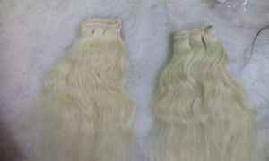 Extensions de cheveux humains de Temple Remy vierges indiens bruts de qualité blonde de haute qualité du sud de l'Inde couleur claire blanchie - Product Image 4