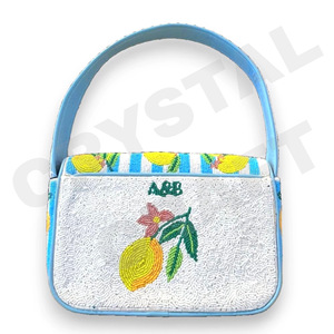 Sac à bandoulière perlé de citron avec broderie de perles de rocaille sac à main brodé de perles avec un design unique et pur - Product Image 3