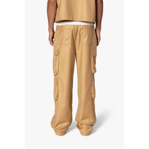Pantalon cargo en gabardine 100% coton - Coupe ample - Couleur beige - Product Image 4