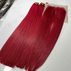 Cabello Vietnamita, Cabello Humano Natural, Liso, Color Rojo, Encaje Frontal Transparente, Precio Directo de Fábrica, Precio al por Mayor - Product Image 3