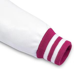 Veste universitaire pour homme OEM, logo personnalisé, tissu en laine, manches en cuir, col en tricot côtelé, veste de baseball respirante, vente en gros 2026 - Product Image 5