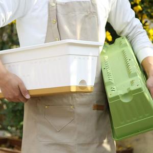 Jardinera de Balcón Estilo Nueva Holanda con Drenaje y Bandeja, Maceta Rectangular de Plástico para Fresas y Hierbas - Product Image 2