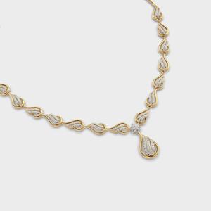 Collier en or blanc et rose 18 carats avec diamant brillant cultivé en laboratoire certifié IGI, design flamme, pour femmes, bijoux fins de luxe - Product Image 4