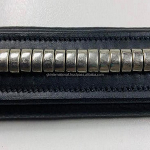 Banda de cejas de caballo acolchada de cuero inglés de canal vacío de calidad fina con banda de cejas de cadena de cubierta de color plata maciza o latón - Product Image 1