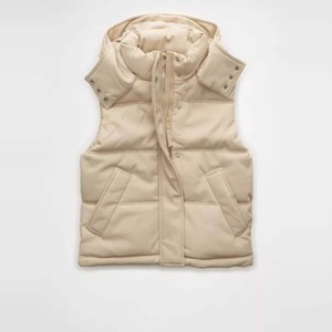 Chaleco Acolchado Neutral con Capucha para Mujer, Cómodo y de Algodón |   Chaqueta sin Mangas a la Moda para Uso en Exteriores - Product Image 2