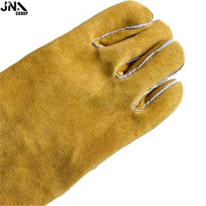 ถุงมือเชื่อมหนังวัวแบบแยกนิ้วยาว14นิ้วถุงมือเชื่อมสำหรับงานหนักงานทำสวน - Product Image 5