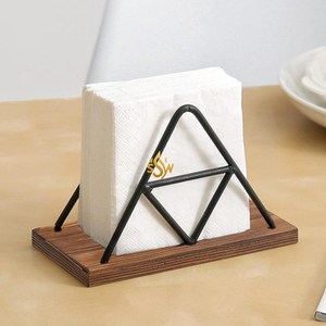 Servilletero moderno de madera y metal, servilletero de tejido de escritorio para hoteles y restaurantes, uso en la cocina con los más vendidos - Product Image 5