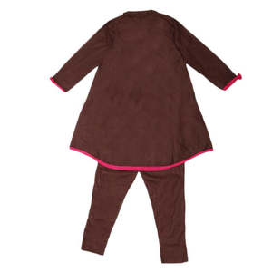 Traje de Dos Piezas Bordado para Niñas - Marrón - Product Image 3