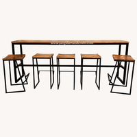 Ensemble table et tabouret de bar et chaise à hauteur de comptoir de pâtisserie moderne Mobilier industriel en bois et en métal pour restaurant et hôtel
