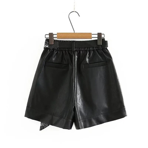 กางเกงขาสั้นหนังพียูทรงหลวมสำหรับผู้หญิงเสื้อผ้าไซส์ใหญ่พิเศษกางเกงขาสั้นสำหรับฤดูหนาว2025 - Product Image 2