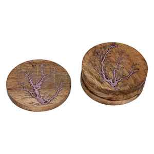 Premium Handcrafted tree engraved design Square Coasters Rich Walnut Wood Mats & Pads Coasters for Sale - Product Image 6