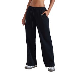 Pantalon de survêtement pour femme à taille élastique, taille haute, avec logo personnalisé, uni, vierge, pour l'hiver, coupe droite - Product Image 4