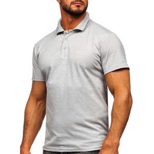 100% algodón Jersey gris para hombre suave manga corta Polo transpirable - Product Image 3
