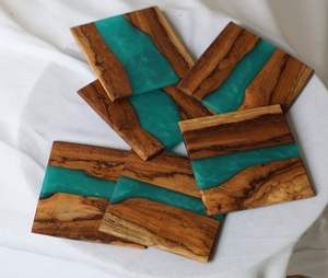 STYLISH Resin Walnut <b>Wood</b> Coasters for Home Deco Epoxy Resin Wooden Coaster Custom Luxury Coaster for Drink - Product Image 2