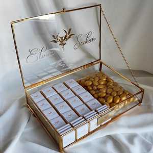 Handmade Antique Brass Gold Glass Jewelry <b>Box</b> Rectangular <b>Clear</b> Keepsake Display Organizer for Wedding Birthday <b>Gift</b> Decor <b>Box</b> - Product Image 5