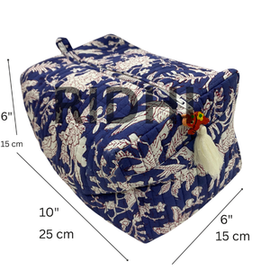 Bolsa de Mano Acolchada de Algodón Azul Ruso, Hecha a Mano, Ecológica, con Cierre, Reutilizable, Personalizada, para Viaje, Grande - Product Image 2