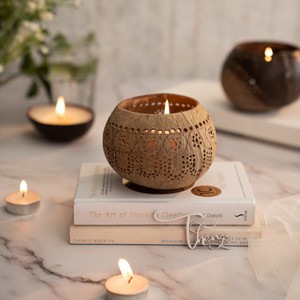 ที่ใส่เปลือกโกโก้แบบธรรมชาติสำหรับวางตรงกลางโต๊ะเทียนถ้วยมะพร้าวทำด้วยมือที่วางเทียน - Product Image 6