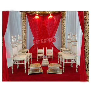 Indian Wedding Mandap <b>Silver</b> <b>Chairs</b> Wedding Mandap Wooden Carved <b>Silver</b> <b>Chairs</b> Hindu Wedding Royal Mandap <b>Chair</b> Set For Marriage - Product Image 3