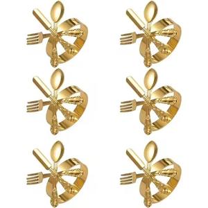 Anneaux de serviette en aluminium poli or avec motif abeille et fleurs à pétales blancs, écologiques et modernes pour mariage, fête, Noël - Product Image 3