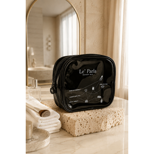 Large Capacity Square Transparent <b>Makeup</b> Organizer Bag Black with Embroidered Pattern Water Resistant <b>Makeup</b> <b>Case</b> - Product Image 1