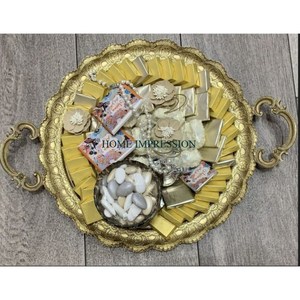 Vente chaude En Métal Chocolat Bol Forme Ronde Or Bleu Couleur Ramadan Vaisselle Doux Bol Nouveau Design Tendance Moyen-Orient Bol - Product Image 4