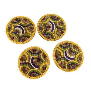 Choix exclusif Table thé perlé broderie deux ensemble sous-verre travail manuel perle de rocaille élégant élégant Premium dernier de l'inde - Product Image 4