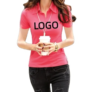 <b>Women's</b> Custom Logo Summer Cotton V-Neck T-<b>Shirt</b> Breathable Slim Fit Short Sleeve Lapel Fashion Casual Female Top Flannel Fabric - Product Image 1