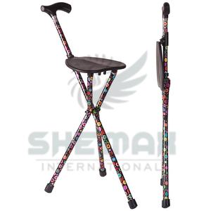 Fuerte bastón de asiento para caminar diseñado para jinetes con asiento plegable y fuerte soporte para caminar al aire libre. - Product Image 2