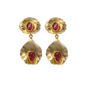 ต่างหูควอตซ์สีชมพูบานเย็นแบบดีไซน์ดีไซน์ทันสมัยต่างหูเม็ดเดี่ยวชุบทองอัญมณี - Product Image 1