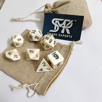 Ensemble de dés polyédriques en os de buffle, sculptés à la main, artisanat naturel, dés de jeu de rôle pour DND, aventures de table de jeu fantastiques