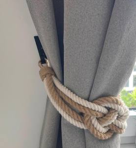 Attache de rideau Carrick Knot en coton blanc et corde de jute - Product Image 1