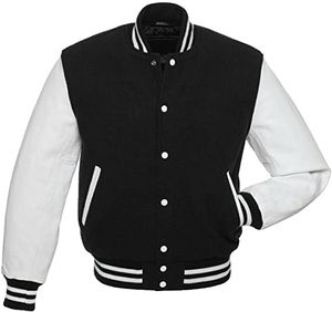 Chaqueta Universitaria para Hombre, Estilo Cool, Mangas de Cuero, Tela de Lana, Chaqueta Deportiva de Béisbol, Parche Bordado al por Mayor, Largo - Product Image 2