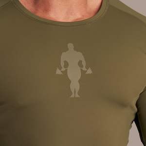 Mens Loose Training T-<b>Shirt</b> Kurt - Olive Breathable Quick-Drying Sustainable Activewear Eco-Friendly Gym <b>Shirt</b> <b>Golds</b> Gym Apparel - Product Image 4